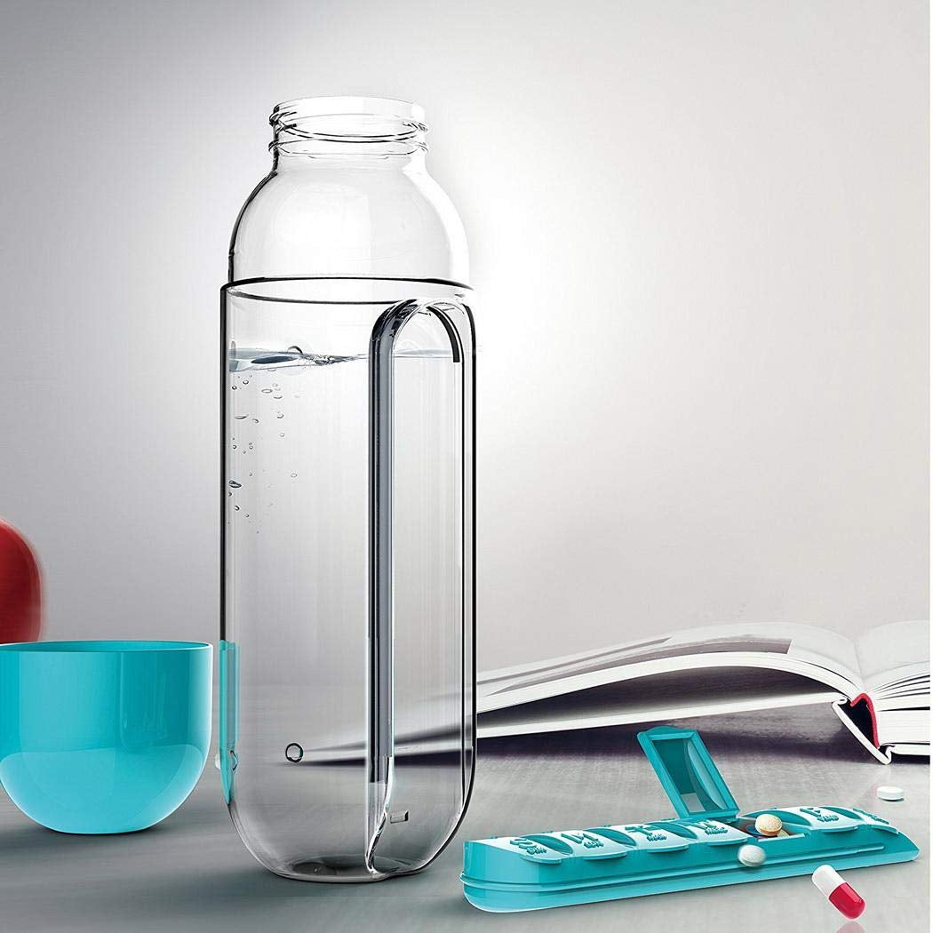 Organisateur de médicaments et bouteille d'eau portable 600ML تنزوت