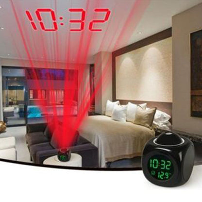 Horloge numérique de Projection LCD à LED, alarme vocale, fonction Snooze, thermomètre - تنزوت
