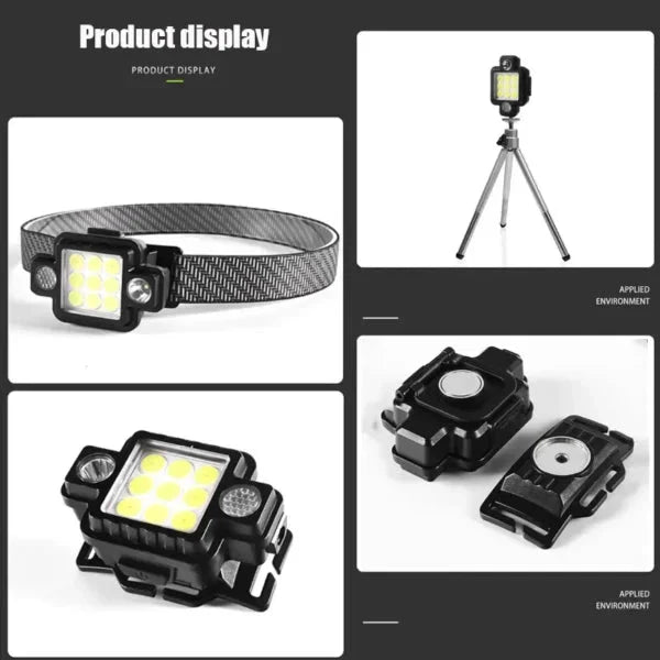 Lampe frontale Portable COB+XPG multifonctionnelle magnétique USB TYPE-C تنزوت