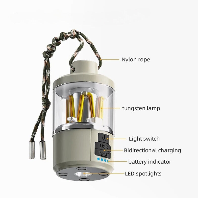 Lanterne Led Portable d'extérieur avec chargement de Type C, Power Bank, lampe de tente, fonction batterie externe تنزوت
