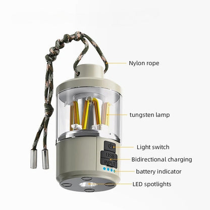 Lanterne Led Portable d'extérieur avec chargement de Type C, Power Bank, lampe de tente, fonction batterie externe تنزوت