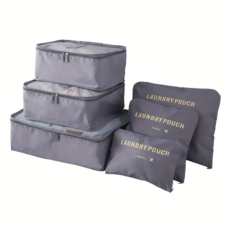 Ensemble de 6 Pcs Sacs de rangement Cube de voyage laundry Pouch تنزوت