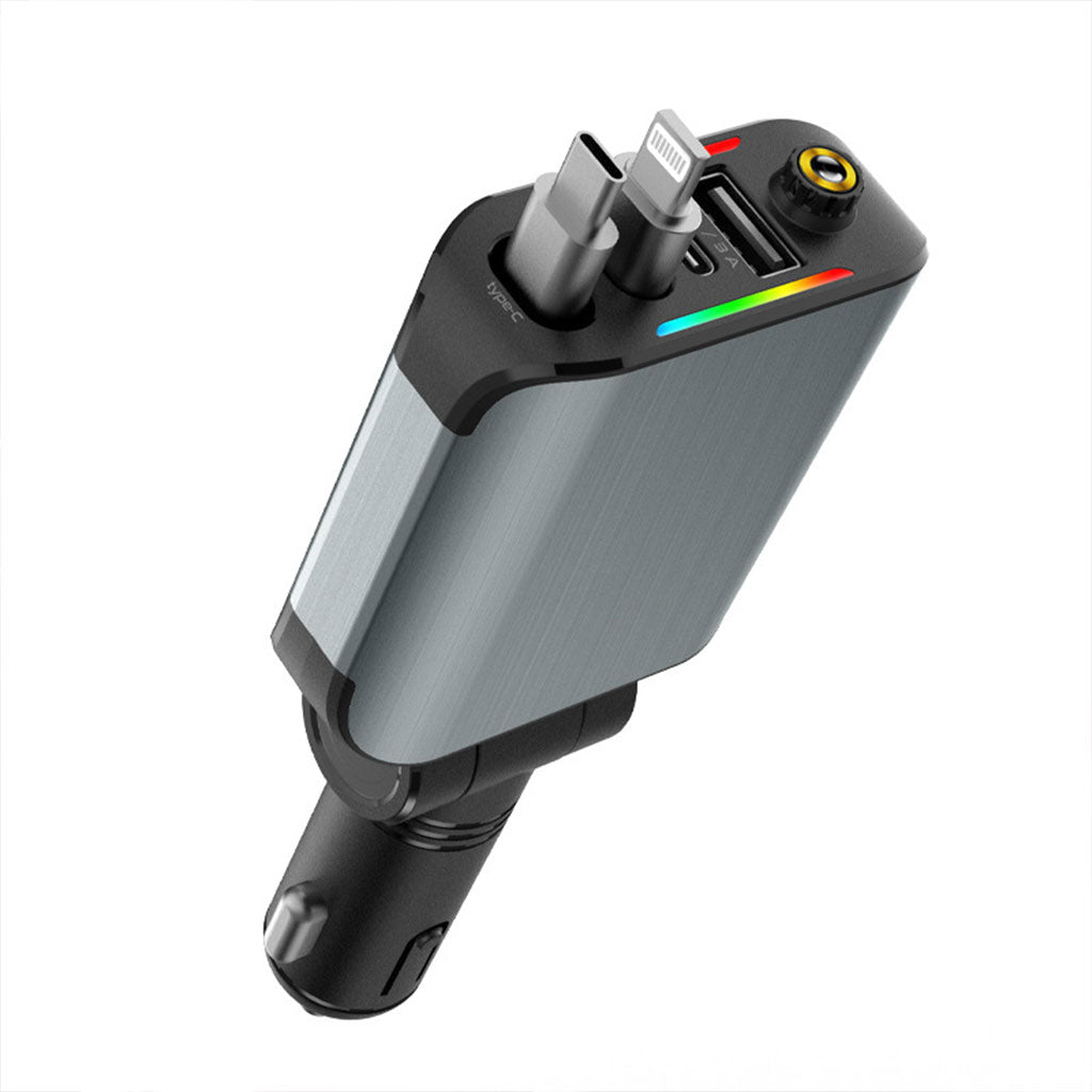 Chargeur Voiture 4en1 Rétractable 120W avec toit Starlight pour téléphones iOS et Android- شاحن سيارة متعدد المنافذ - تنزوت