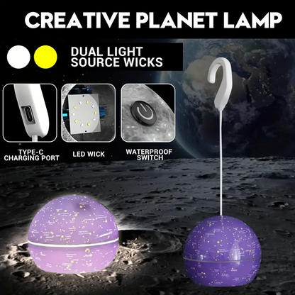 Lampe Led Suspendue En Forme De Boule Décorative, Rechargeable Par Usb, Pour Camping Intérieur Et Extérieur, En Forme De Lune Ou De Terre, 1 Pièce تنزوت