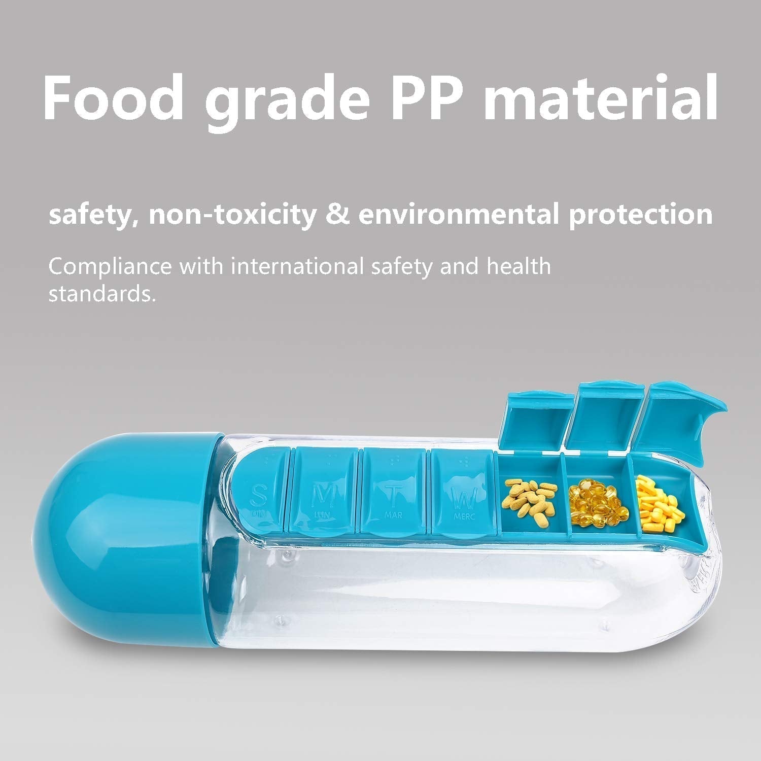 Organisateur de médicaments et bouteille d'eau portable 600ML تنزوت