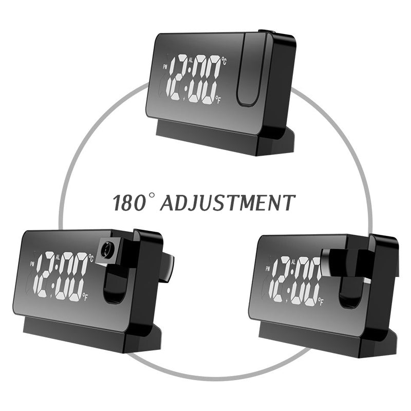 Réveil numérique intelligent avec projecteur 180° TempéRature USB , Snooze تنزوت