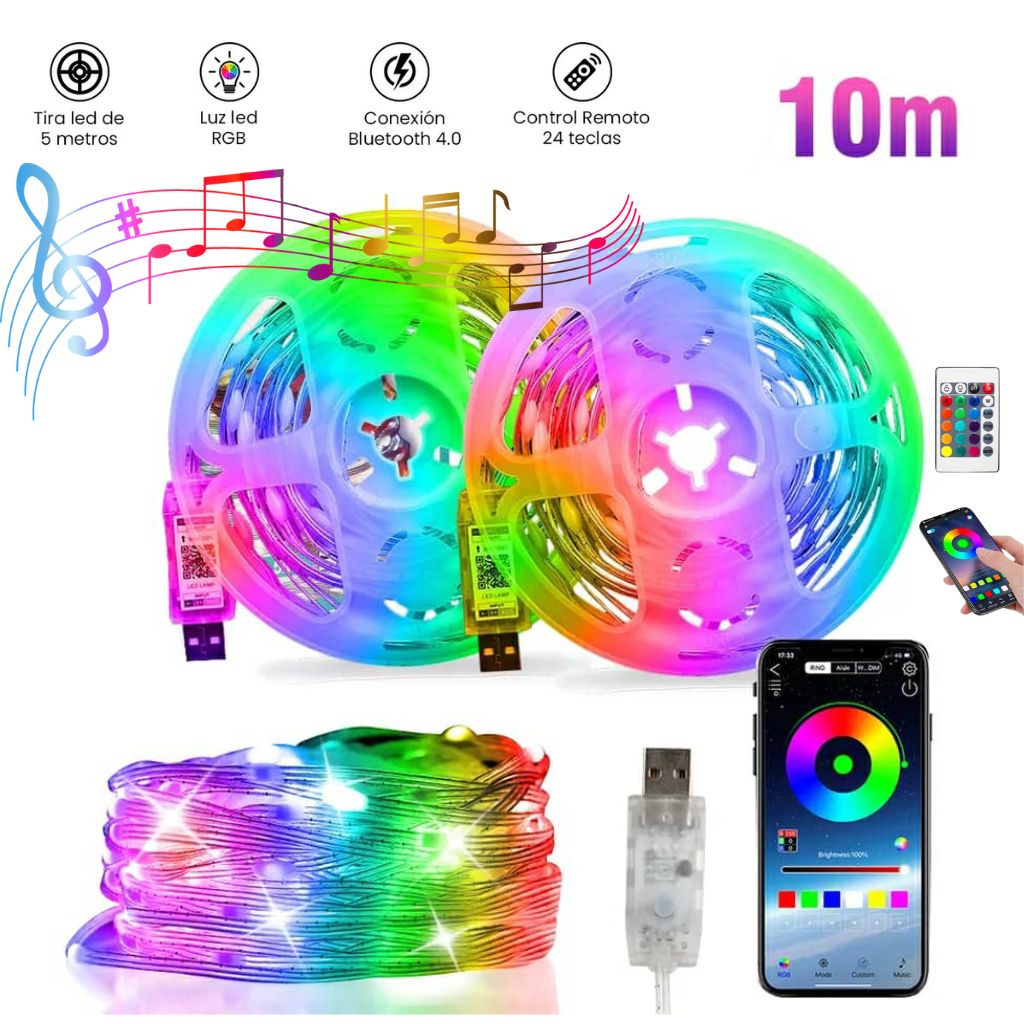 App Smart LED RGB 10m Bluetooth/Musique Contrôle IP 65 étanche - تنزوت