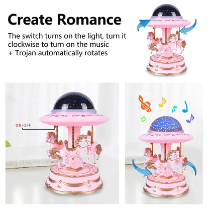 Carrousel Music Box avec projecteur ciel étoilé - تنزوت