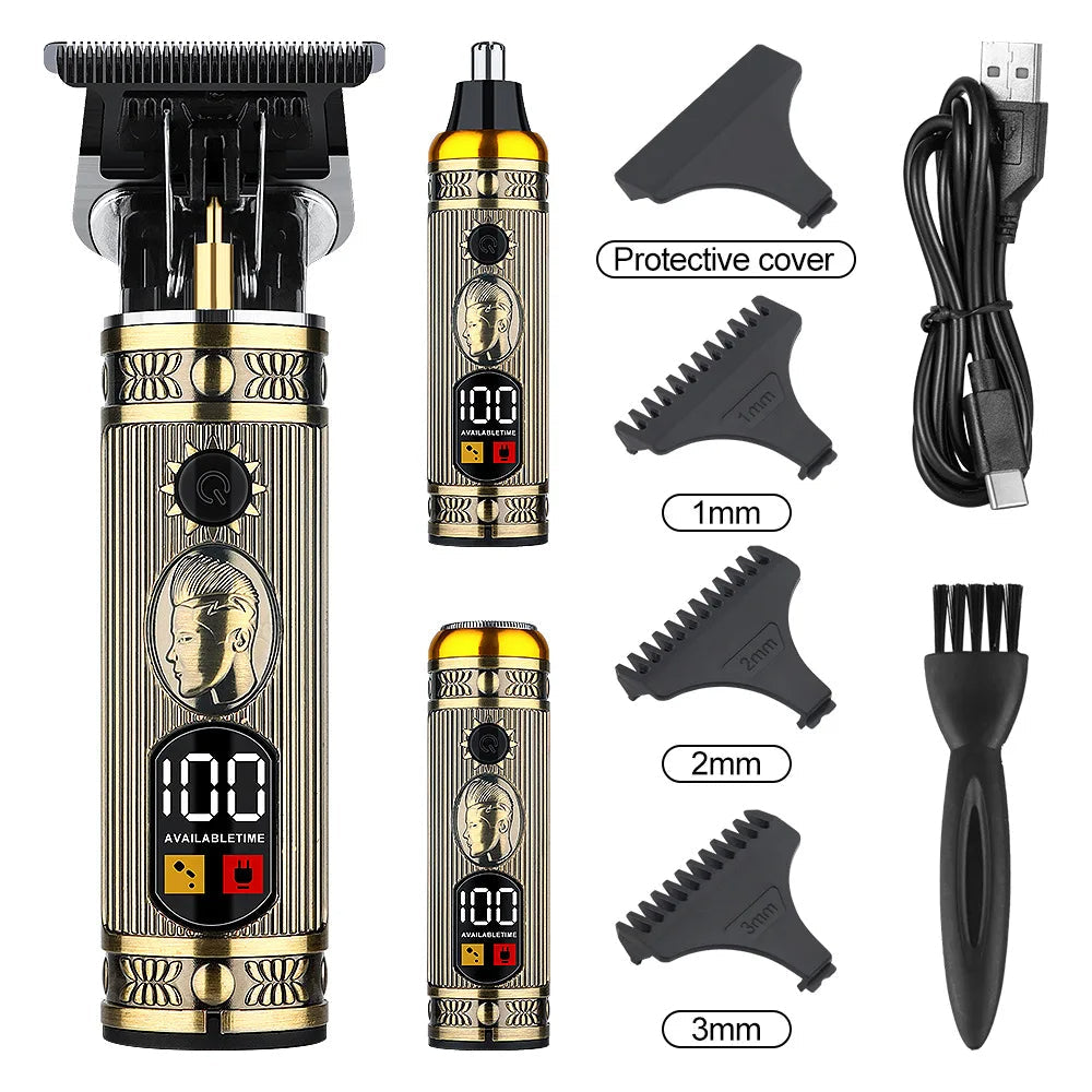 Rasoir professionnel multifonction 3en1 Étanche en acier Rechargeable USB - تنزوت