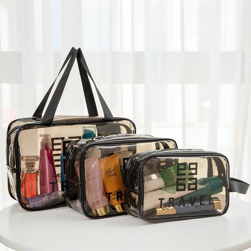 Pack 3 Pcs Sacs de toillete trousse à cosmétiques, trousse de maquillage, trousse de toilette étanche V2 تنزوت