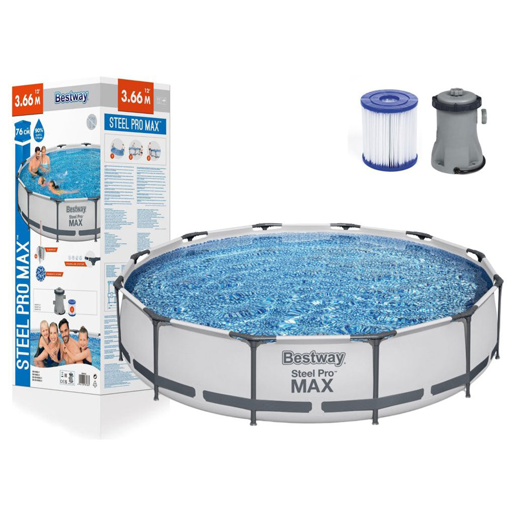Steel Pro Max™ Piscine Ronde Avec Filtre et Pompe 366x76cm Bestway تنزوت