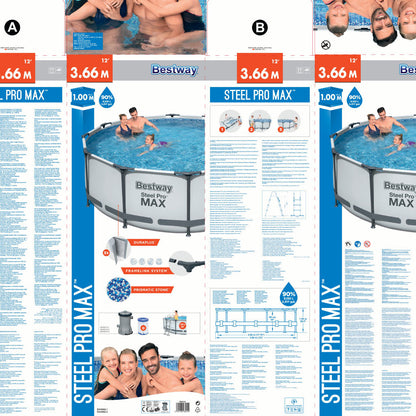 Steel Pro Max™ Piscine Ronde Avec Pompe Filtrante et Echelle 366x10cm Bestway تنزوت