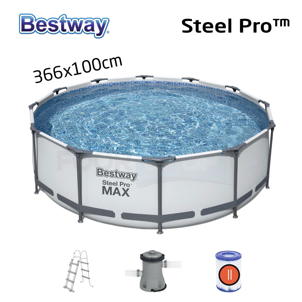 Steel Pro Max™ Piscine Ronde Avec Pompe Filtrante et Echelle 366x10cm Bestway تنزوت