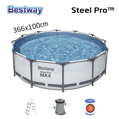 Steel Pro Max™ Piscine Ronde Avec Pompe Filtrante et Echelle 366x10cm Bestway تنزوت