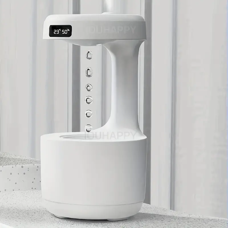 Réveil et Humidificateur d’air gouttelettes d’eau Anti-gravité 800ml - تنزوت