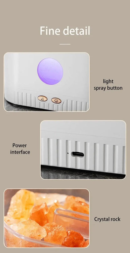 Humidificateur flamme multicolore des huiles essentielles aromatiques en pierre de sel 200ml - موزع روائح الزيوت العطرية باللهب مع صخور الملح الكريستالي 200 مل تنزوت