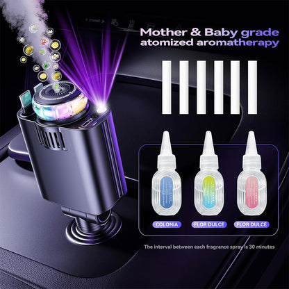 Chargeur voiture rétractable 5 en 1 avec aromathérapie et lumière des étoiles – شاحن سريع للسيارة مع معطر تنزوت