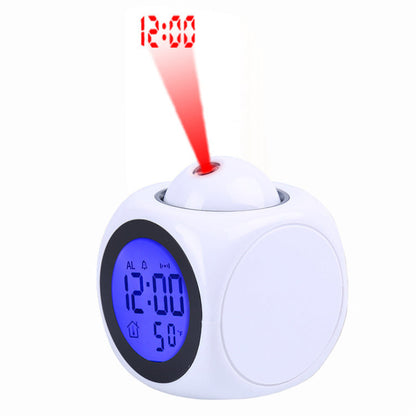 Horloge numérique de Projection LCD à LED, alarme vocale, fonction Snooze, thermomètre - تنزوت