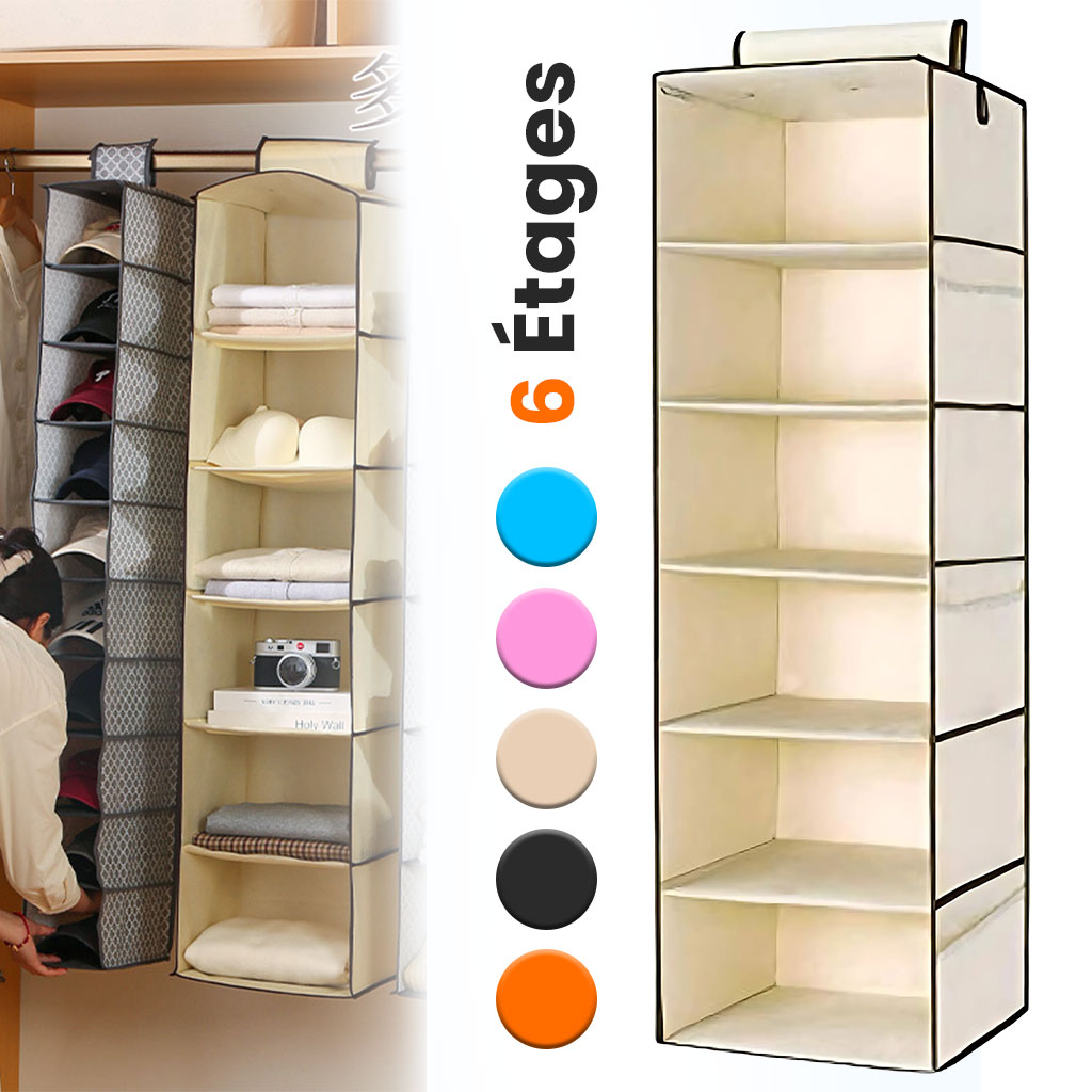 Organisateur de garde-robe pour le ranger des vêtements 6 étagères – علاقة لتنظيم الملابس في الخزانة تنزوت