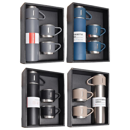 Ensemble Thermos avec 3 tasses thermique 500ml en acier inoxydable تنزوت