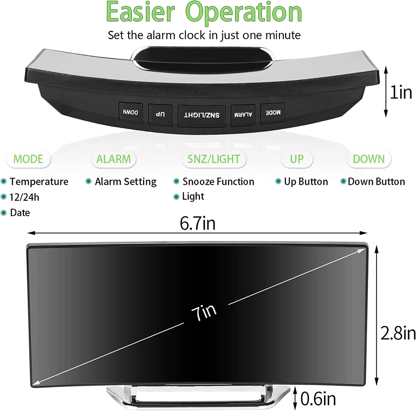 Horloge et réveil thermomètre de table electronique lumineux - تنزوت