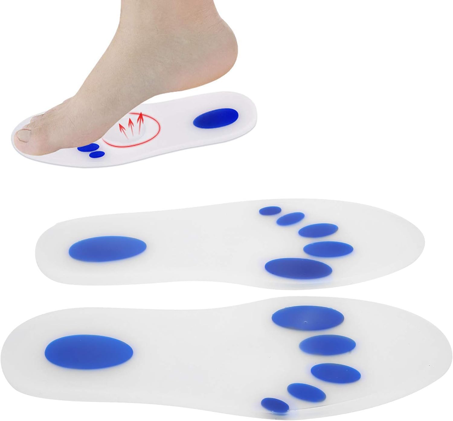 Paire de semelles en silicone souple coussinet complet pour les pieds تنزوت