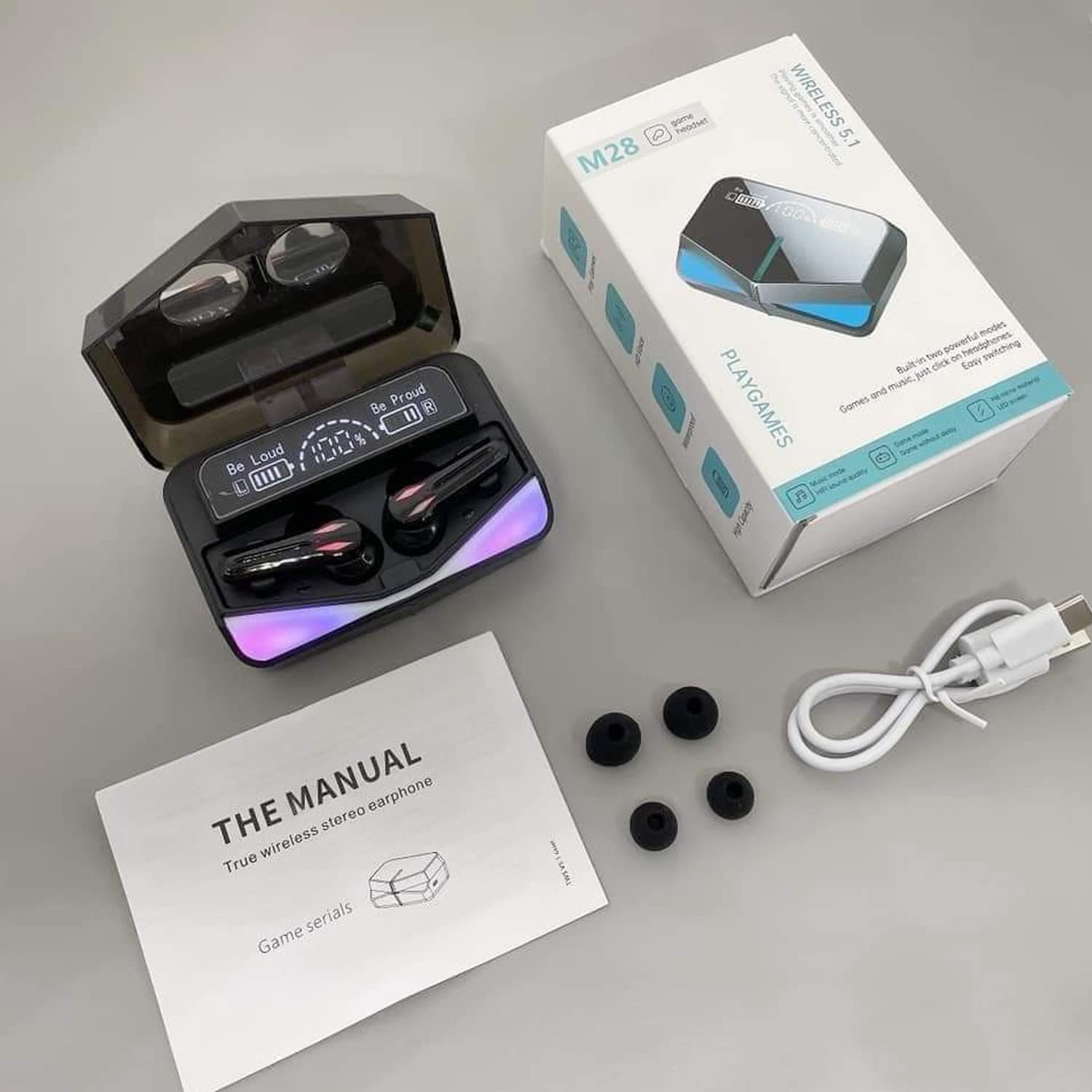 M28 Wireless Earbuds TWS Bluetooth 5.1 Gaming Monster - تنزوت