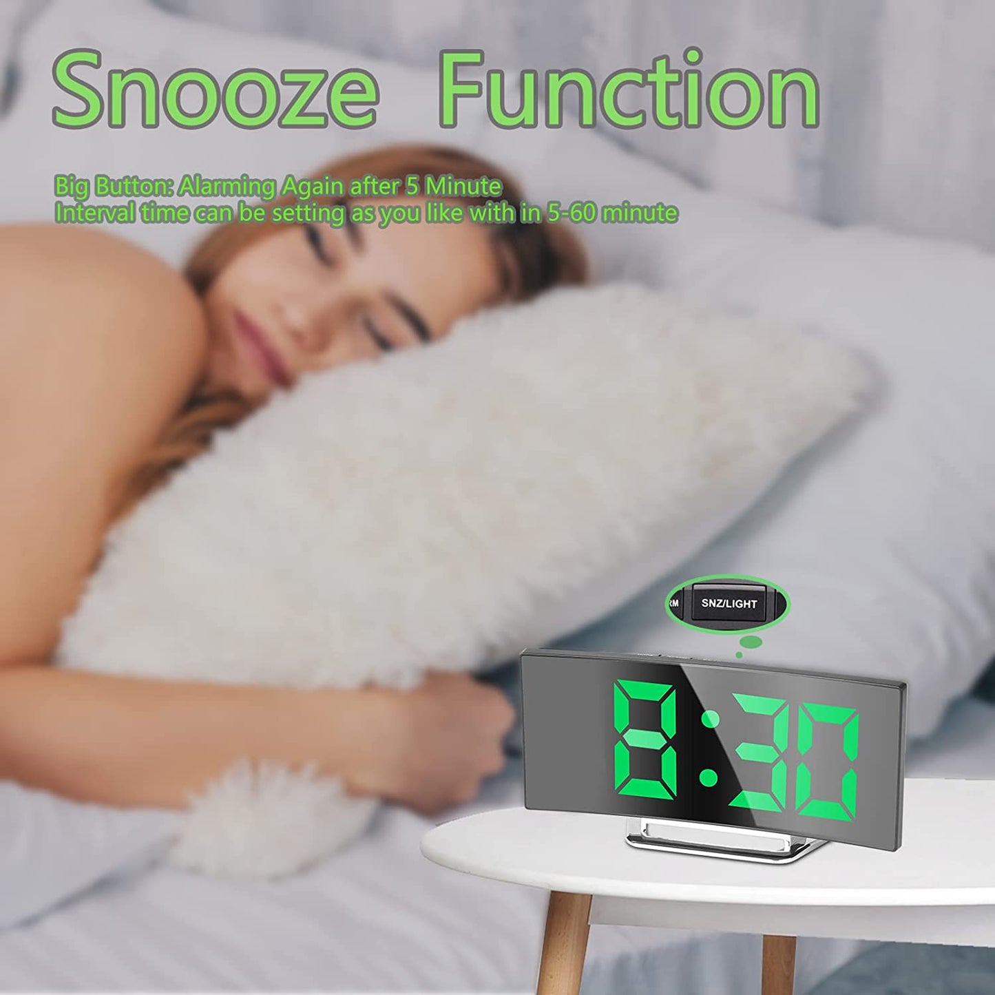 Horloge et réveil thermomètre de table electronique lumineux - تنزوت