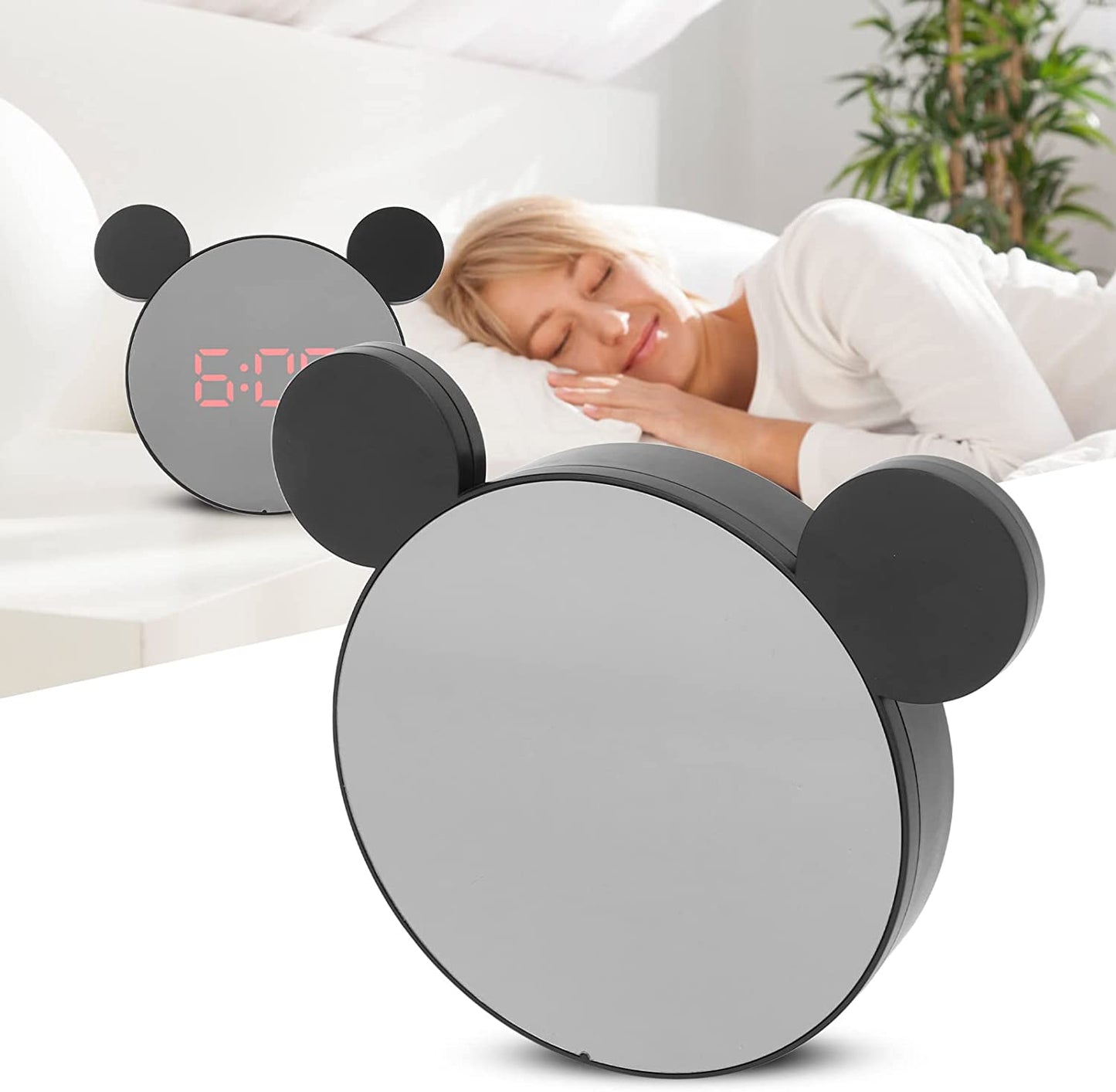 Réveil miroir numérique intelligent en forme mickey mouse - تنزوت