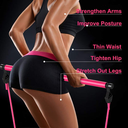 Barre de pilates portable avec bande de résistance réglable تنزوت