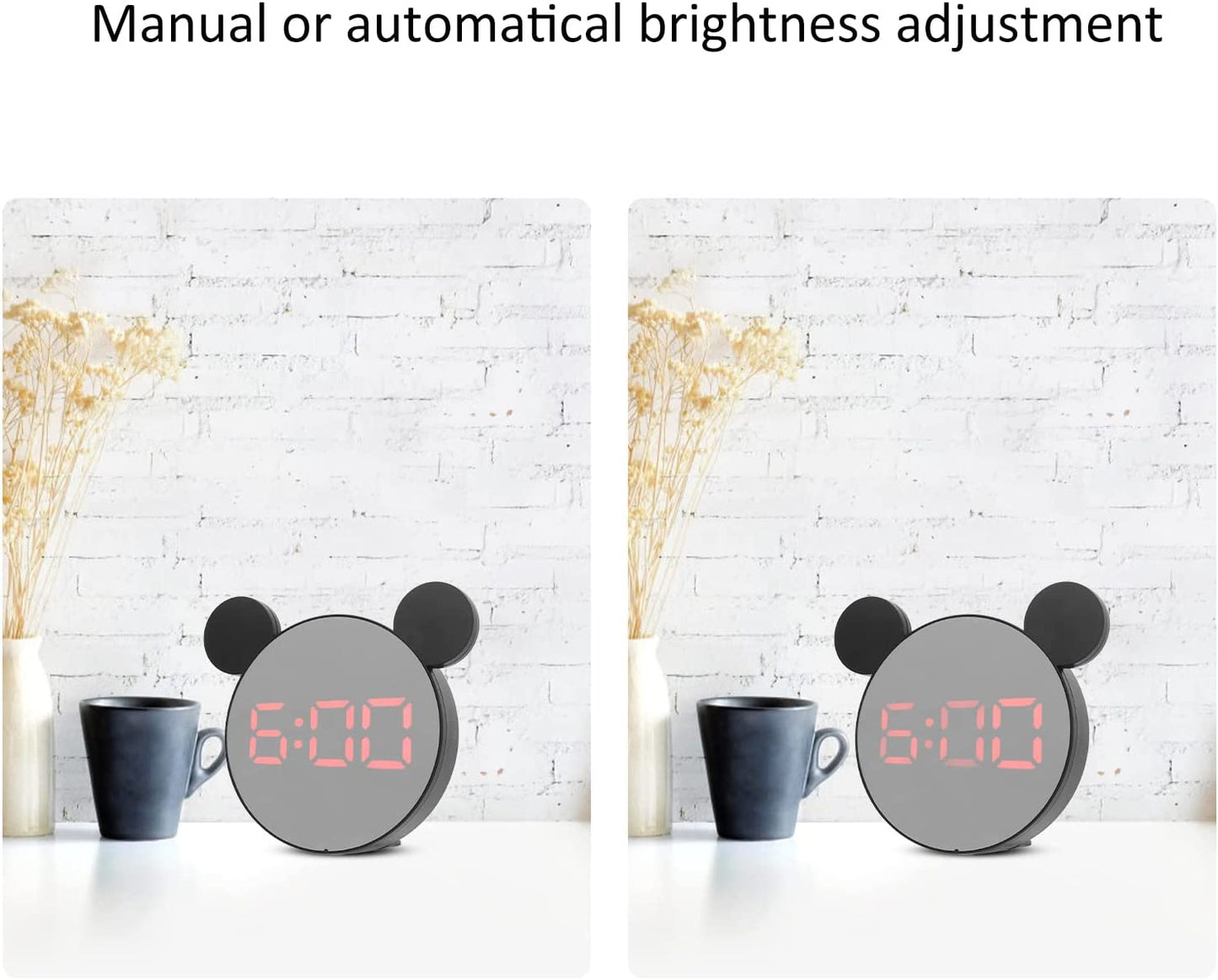 Réveil miroir numérique intelligent en forme mickey mouse - تنزوت