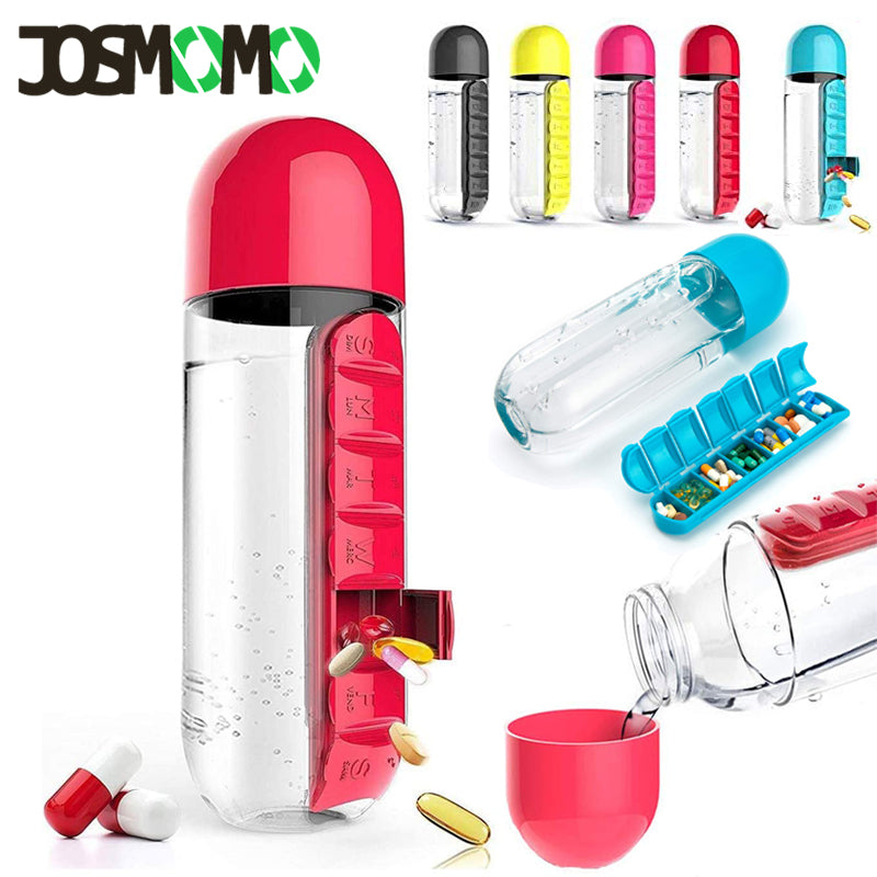 Organisateur de médicaments et bouteille d'eau portable 600ML تنزوت