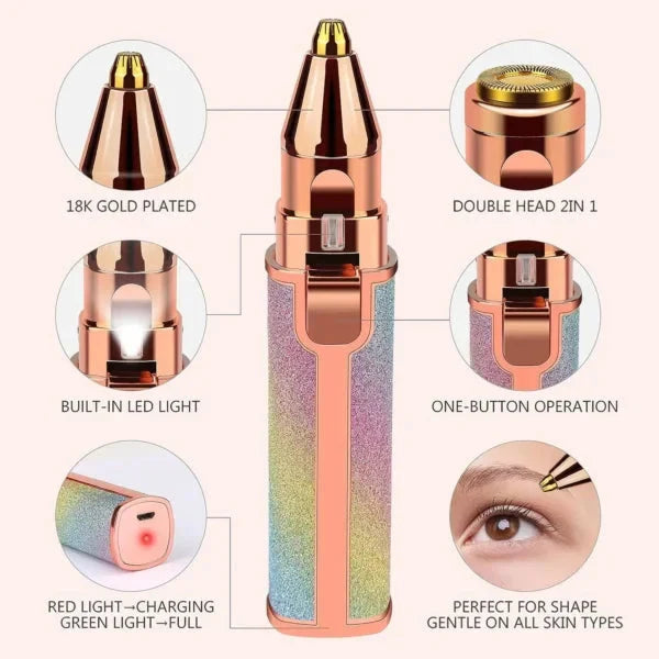 Rasoir électrique 2 en 1 pour femmes Rechargeable épilateur Facial sans douleur تنزوت