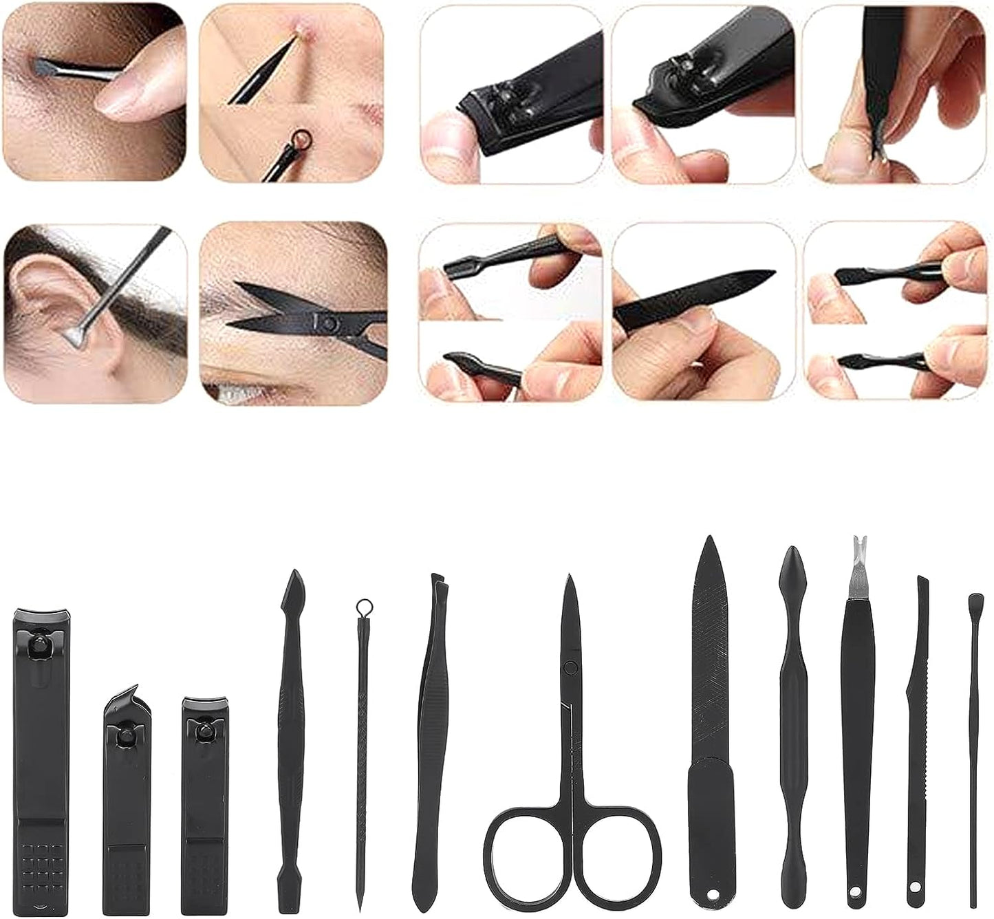 Ensembles 12 pcs de coupe-ongles professionnels en acier inoxydable تنزوت