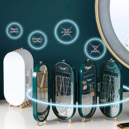 Présentoir Boîte de rangement de bijoux pliable, organisateur de boucles d’oreilles, تنزوت