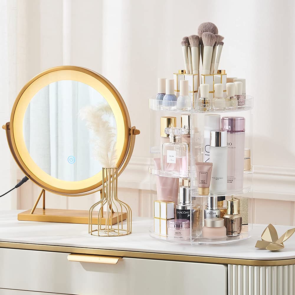 Organisateur de maquillage rotatif à 360 ° en Crystal acrylique تنزوت