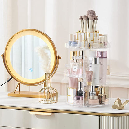 Organisateur de maquillage rotatif à 360 ° en Crystal acrylique تنزوت