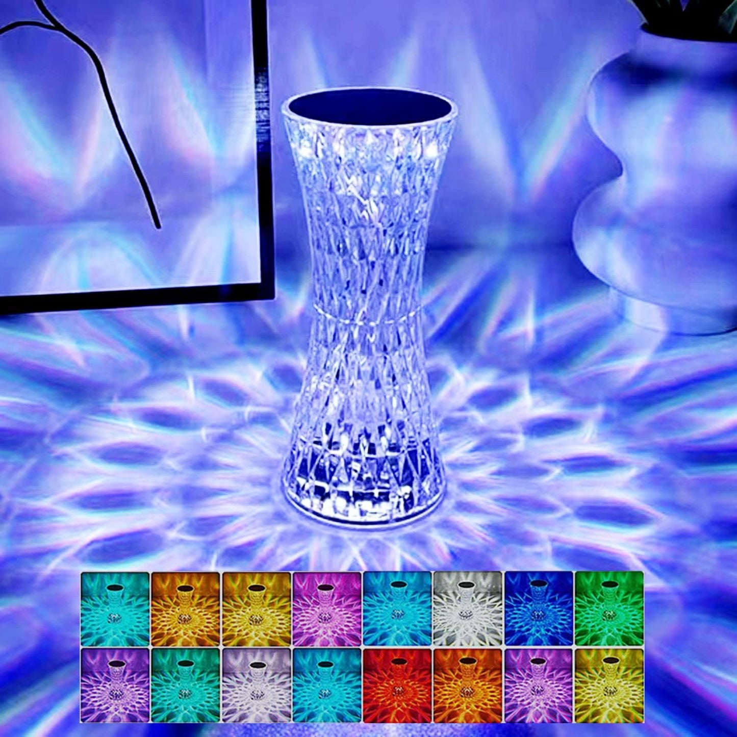 lampe de table en cristal sans fil Tactile Rgb pour chambre تنزوت
