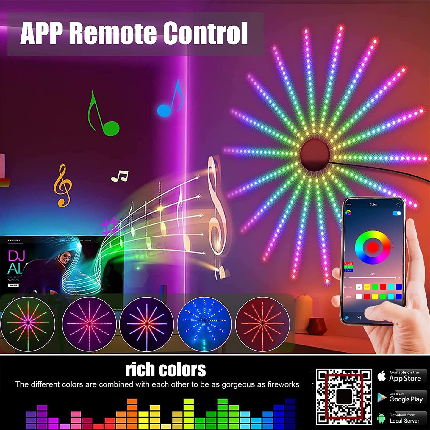 feux d’artifice App Smart Control IC Led RGB Light décoration de la maison - تنزوت