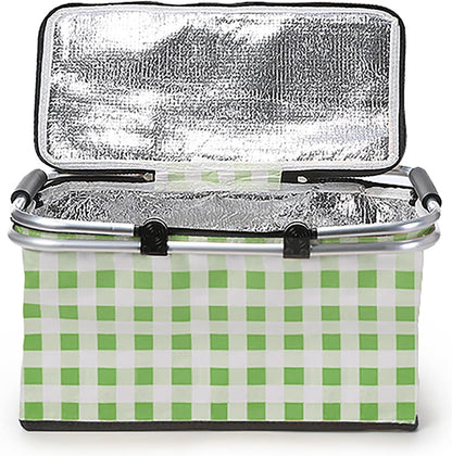 Panier de pique-nique a isolation thermique pliable portable avec couvercle et poignée en aluminium تنزوت