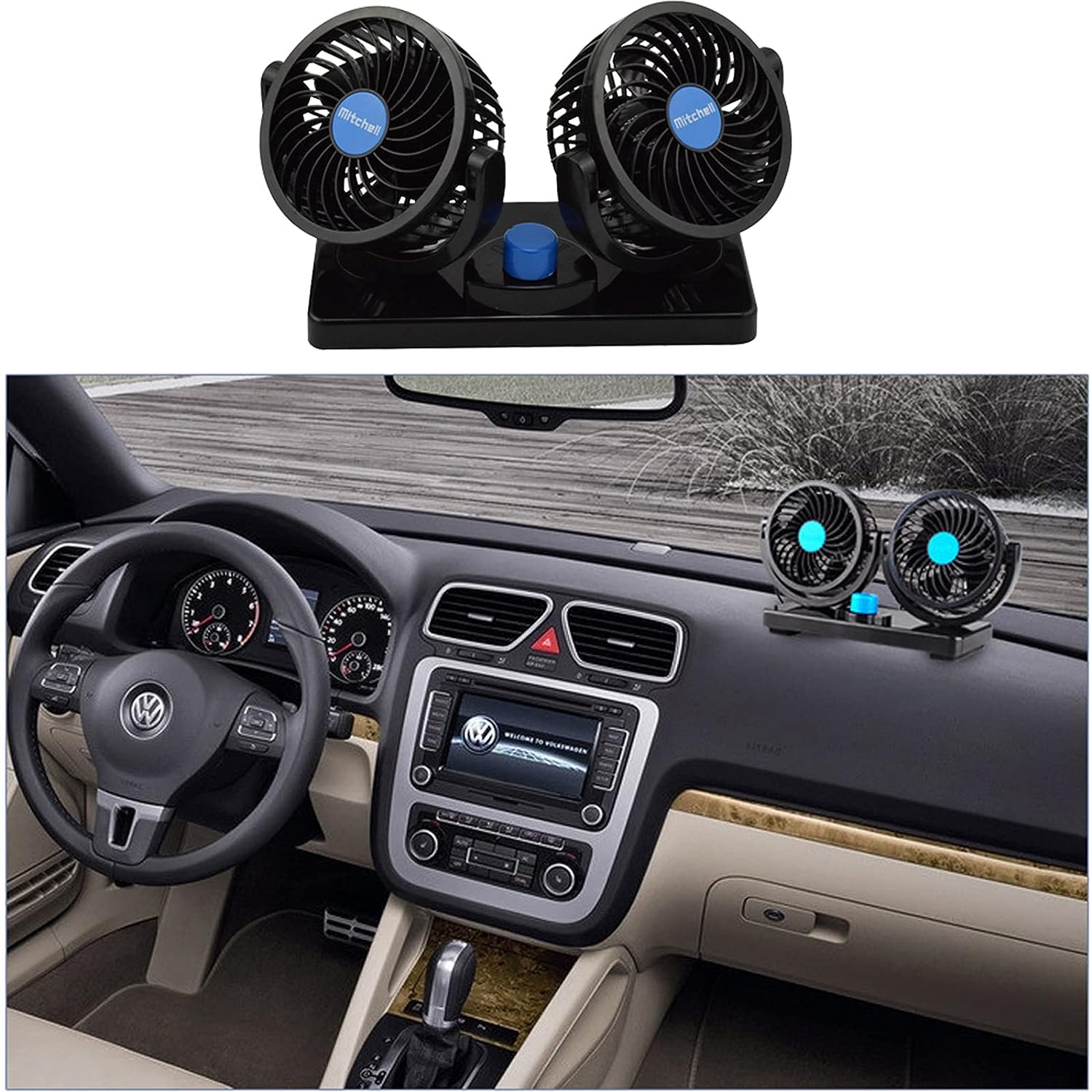 Double Ventilateur électrique pour voiture 2 vitesses rotatif à 360 degrés - تنزوت