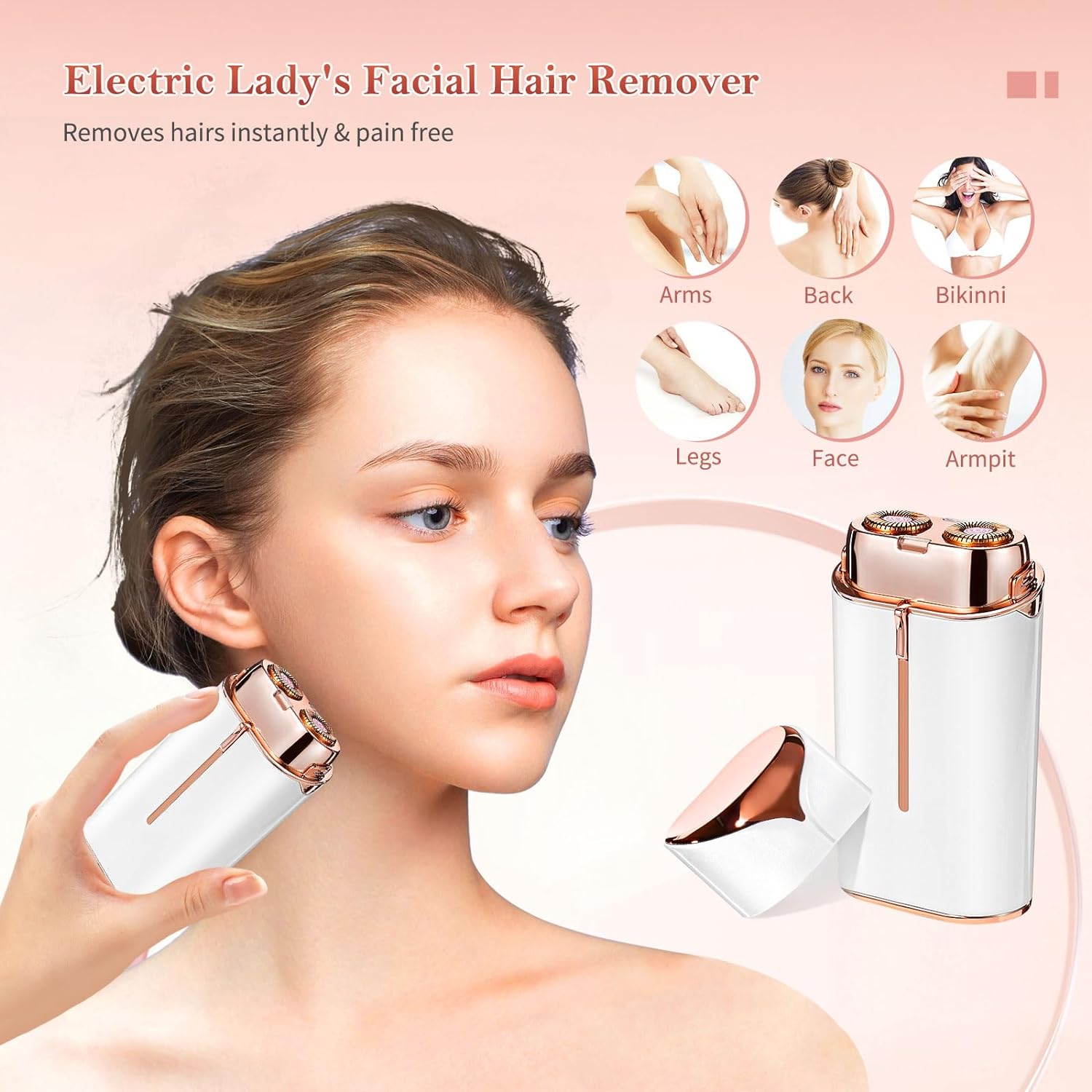 Flawless Face Duo Appareil de rasage électrique avec lumière LED pour épilation instantanée تنزوت