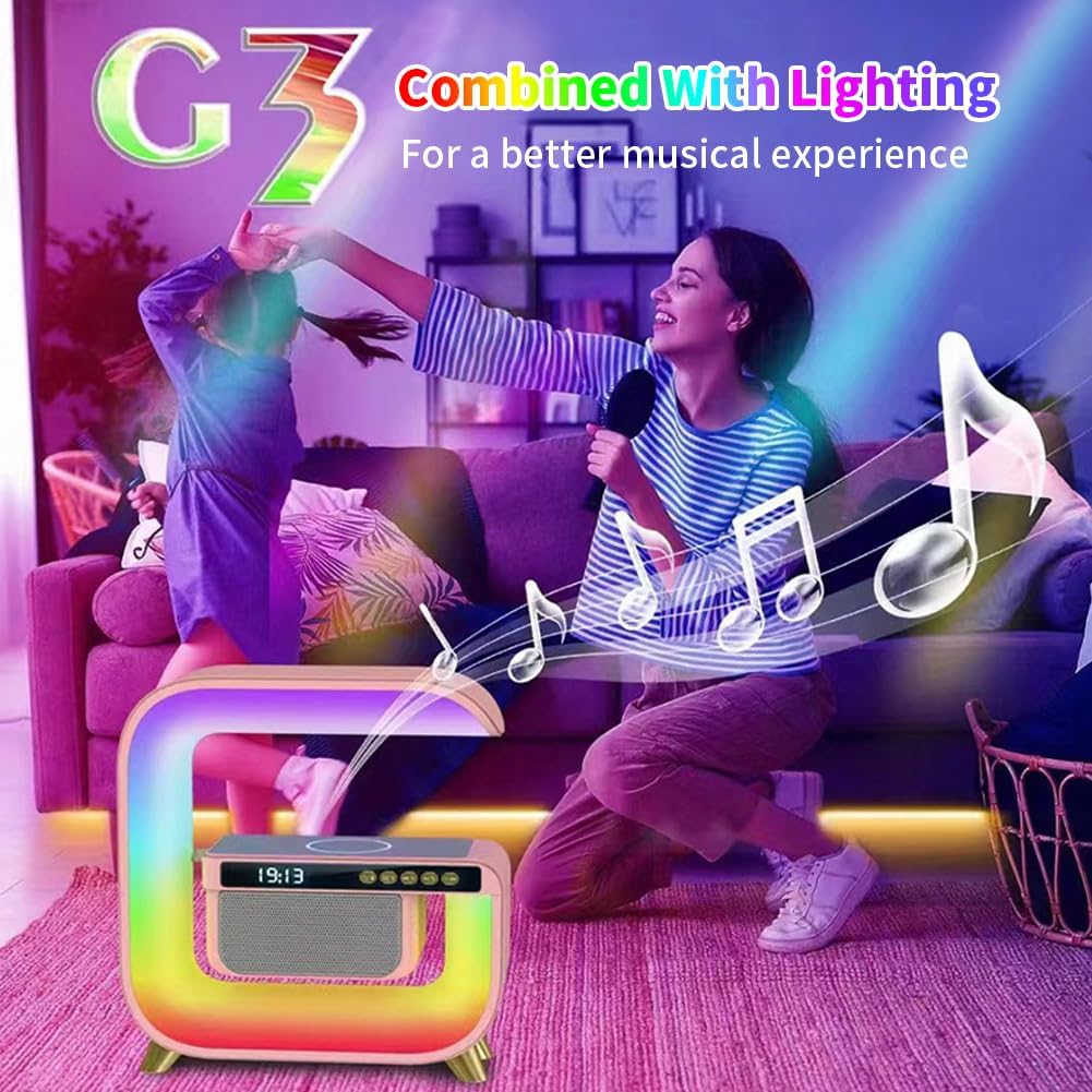 Réveil intelligente RGB type Big G Wireless Charger / Speaker Bluetooth 5.0 - منبه ذكي و شاحن لاسلكي ومكبر صوت بلوتوث XM-G3 - تنزوت