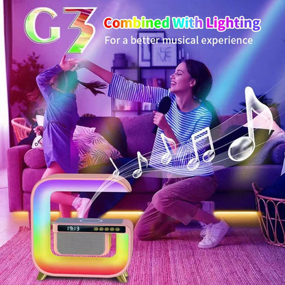 Réveil intelligente RGB type Big G Wireless Charger / Speaker Bluetooth 5.0 - منبه ذكي و شاحن لاسلكي ومكبر صوت بلوتوث XM-G3 - تنزوت
