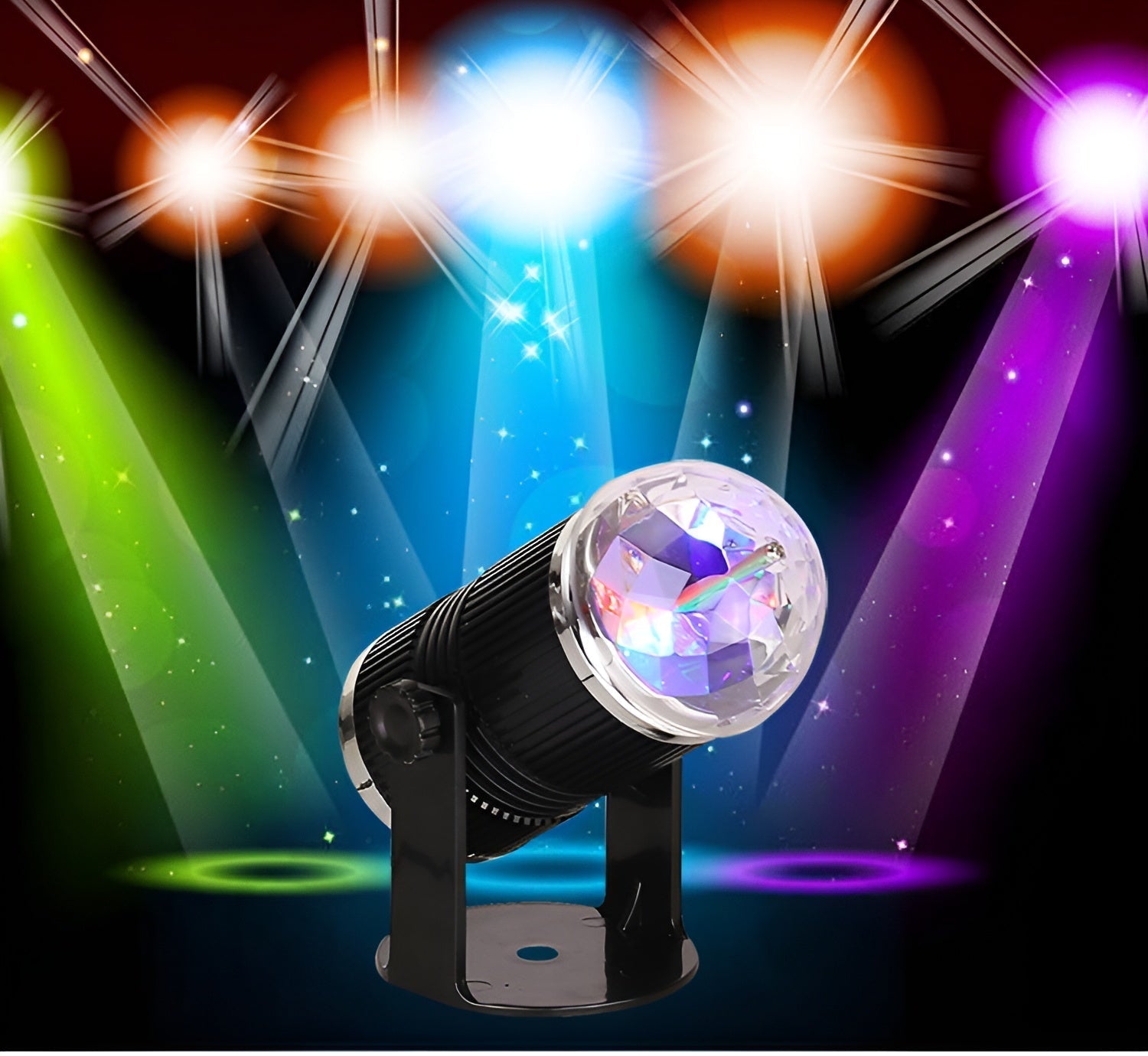 Projecteur boule cristal Rotative à Commande Vocale, Laser RVB LED 220V تنزوت