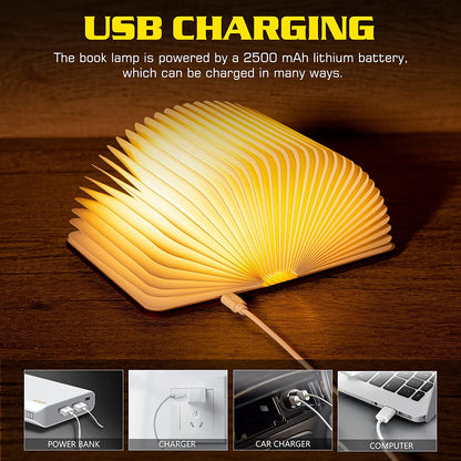 Livre lumineux LED pliable en bois 5 Modes d'éclairage rechargeable تنزوت