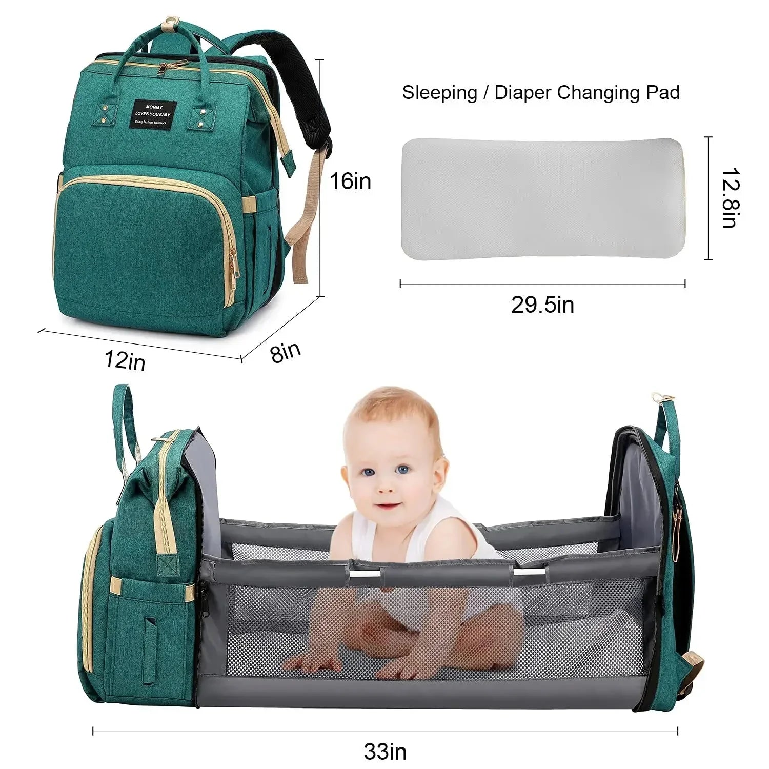 Sac à dos et landau pour bébé pliable 3in1 تنزوت