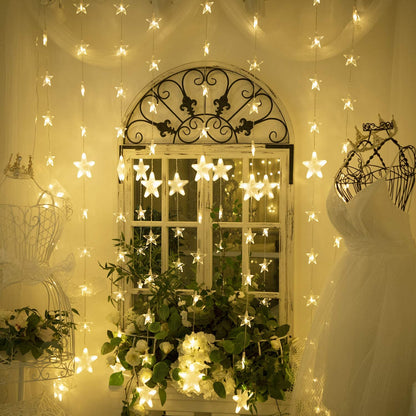 Guirlande lumineuse rideau Stars LED Imperméable 2.5/3.5M 220V - تنزوت