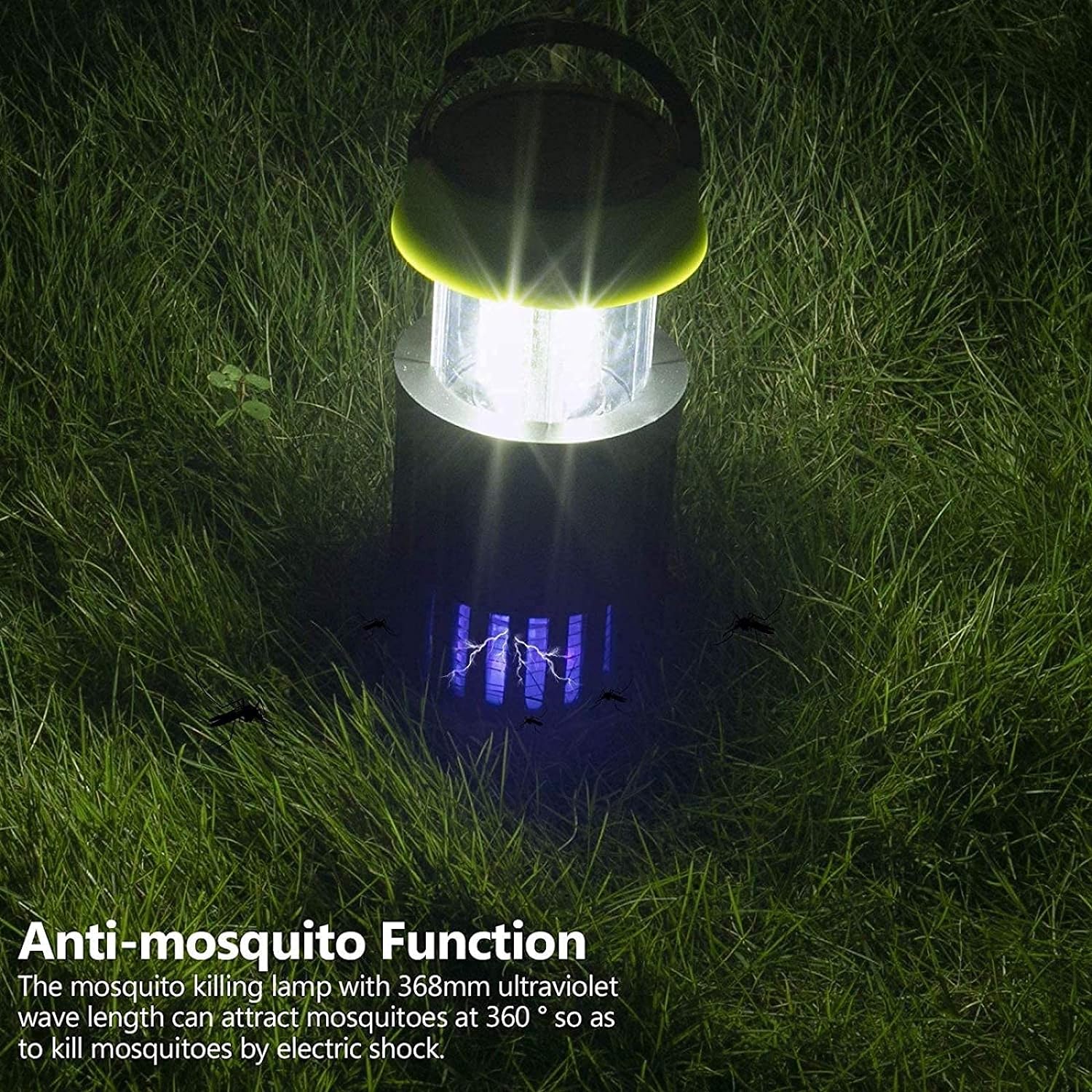 lampe anti-moustiques rechargeable de camping 3en1 à énergie solaire IP65 تنزوت