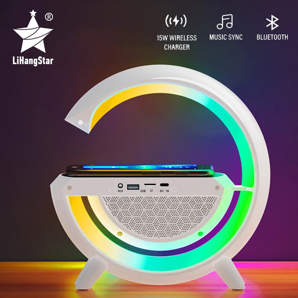 Lampe De Chevet RGB intelligente type Big G Wireless Charger / Speaker Bluetooth 5.2 HM-3201 | YN-2209 - تنزوت